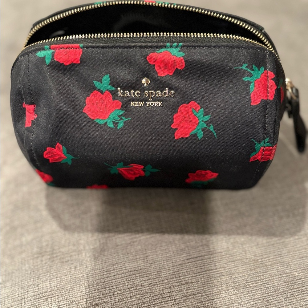 Kate Spade Black Bag with Red Floral Pattern